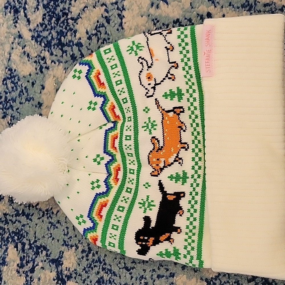Weenieton dachshund faire isle winter hat beanie